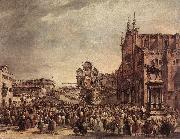 GUARDI, Francesco Pope Pius VI Blessing the People on Campo Santi Giovanni e Paolo sdg USA oil painting reproduction